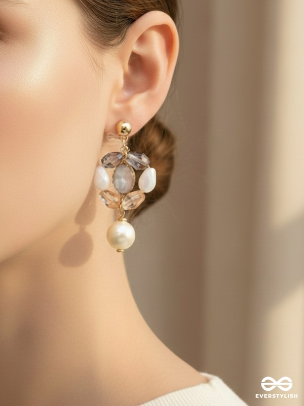 The Lily Pad- Golden Embellished Earrings