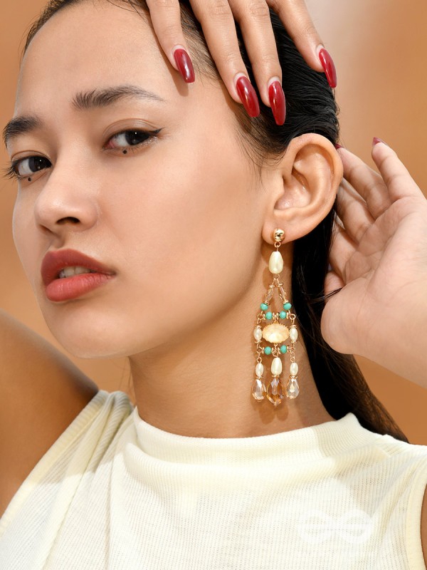 The Jazzy Landscape- Golden Embellished Earrings