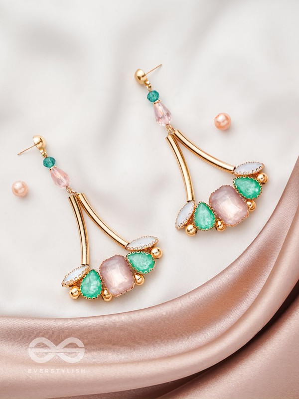The Drooping Floret- Golden Embellished Earrings