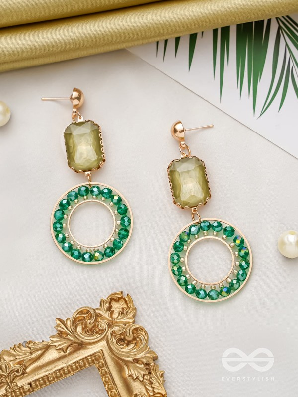 The Geometric Timestoppers- Golden Embellished Earrings