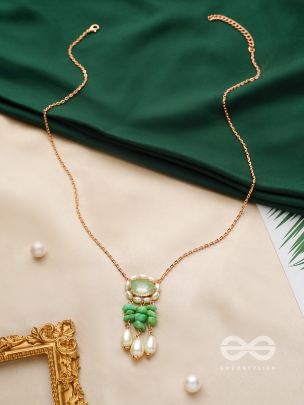 The Olive Garden- Golden Embellished Necklace With Anti-Tarnish Coating 