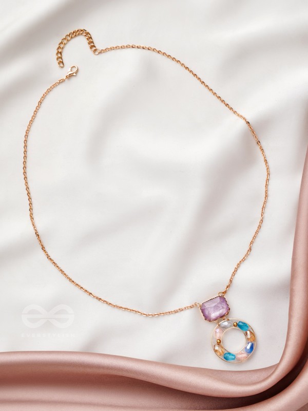 The Pebble Path- Golden Embellished Necklace With Anti-Tarnish Coating 