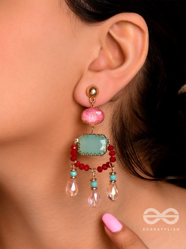 The Blazing Lantern- Golden Embellished Earrings