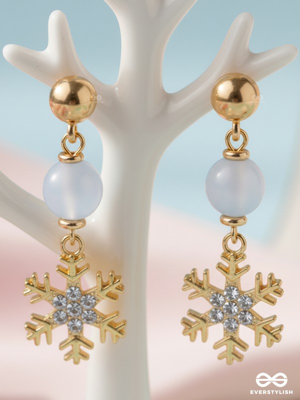 The Gilted Snowflake- Golden Embellished Earrings