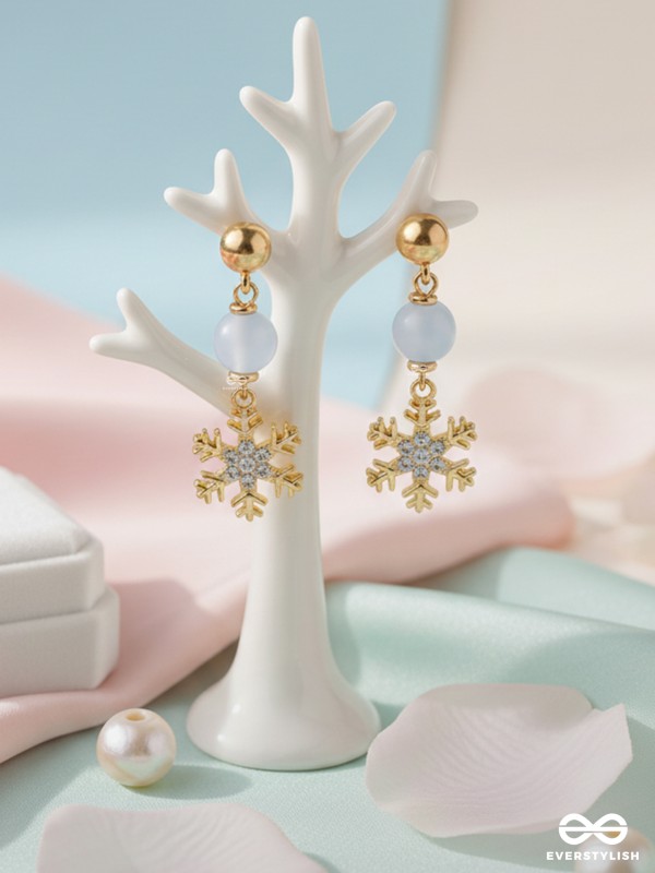 The Gilted Snowflake- Golden Embellished Earrings