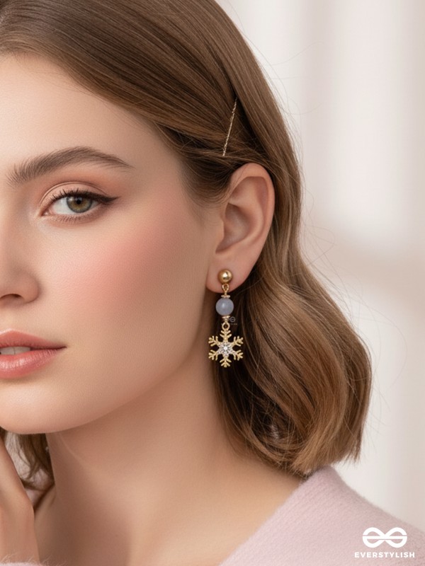 The Gilted Snowflake- Golden Embellished Earrings