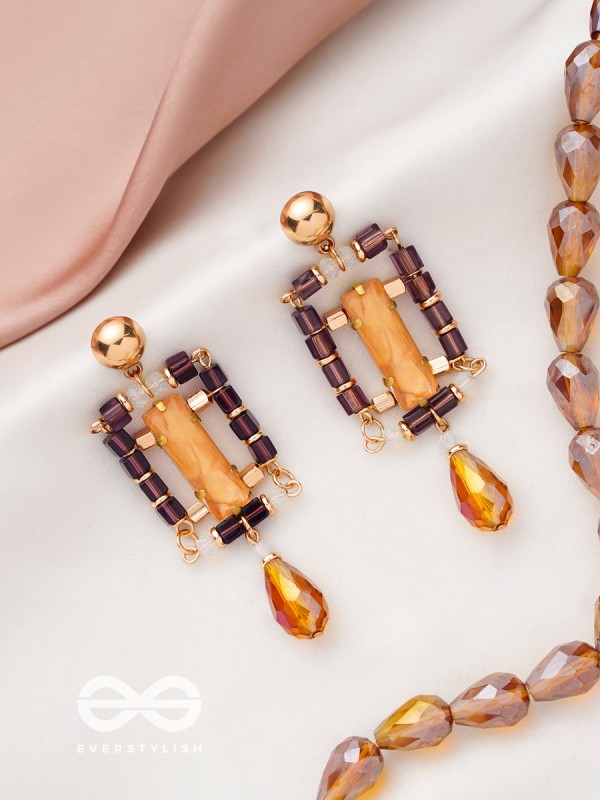 The Sapphire Frame- Golden Embellished Earrings