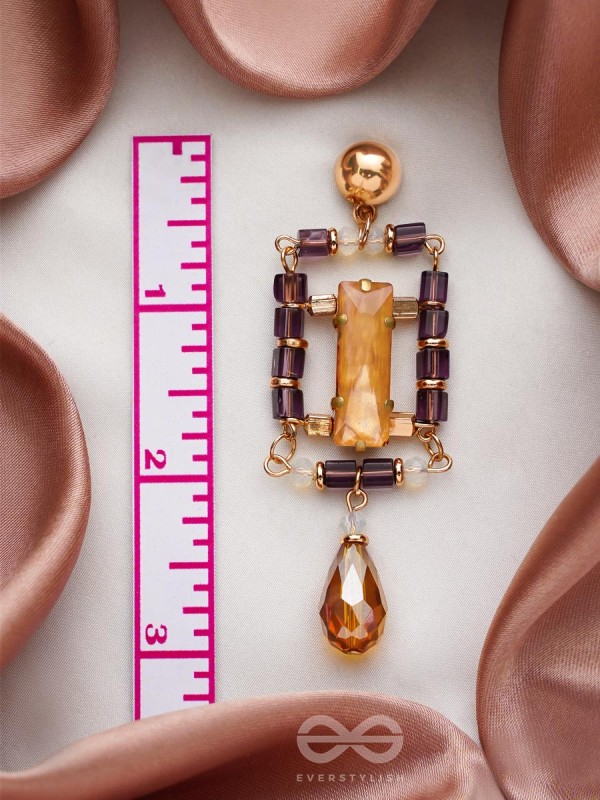 The Sapphire Frame- Golden Embellished Earrings