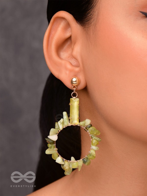 The Forest Fairy- Golden Embellished Earrings