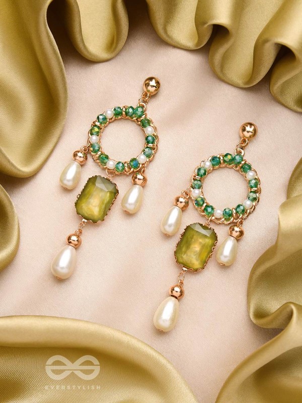 The Jade Mirror- Golden Pearl Earrings