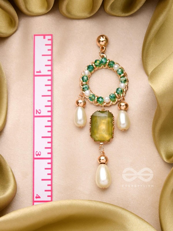 The Jade Mirror- Golden Pearl Earrings