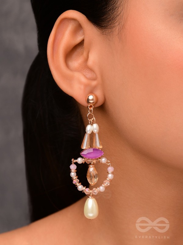 The Pearly Lilypad- Golden Embellished Earrings