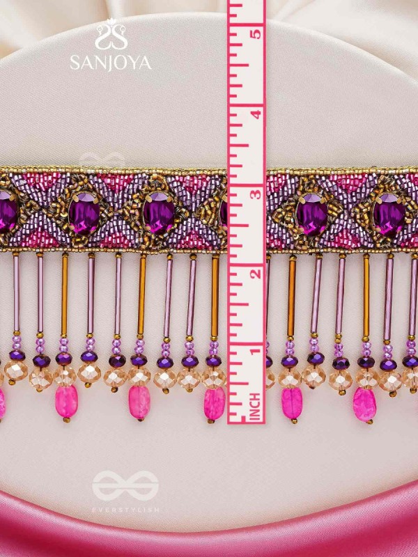 Aavsati- The Night Sky- Stones and Glass Beads Embroidered Choker Necklace 