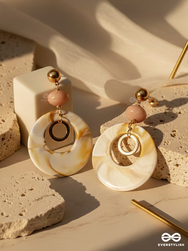 The Beige Wonder- Golden Embellished Earrings