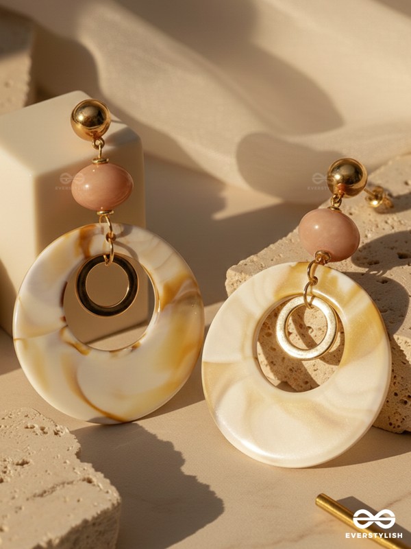 The Beige Wonder- Golden Embellished Earrings