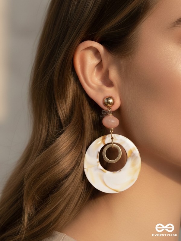 The Beige Wonder- Golden Embellished Earrings