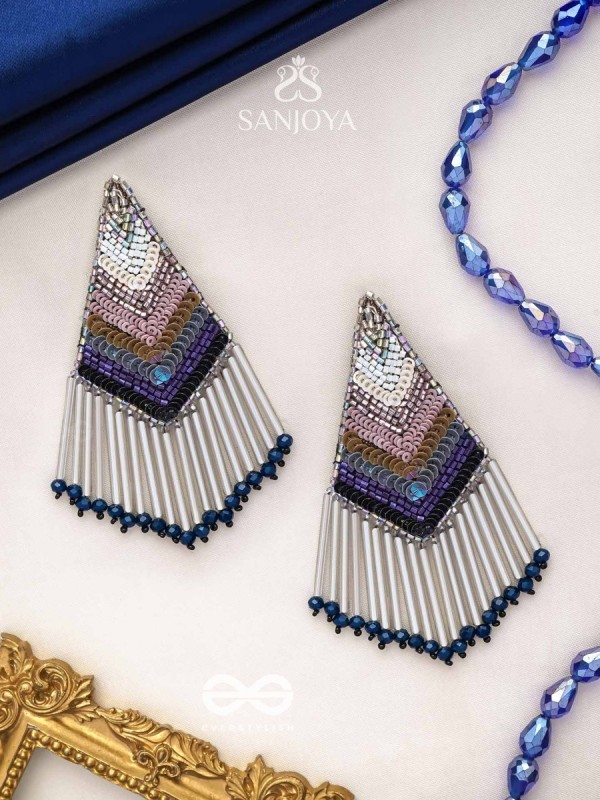 Akshaja- The Shimmering Diamond- Sequins and Glass Beads Embroidered Earrings