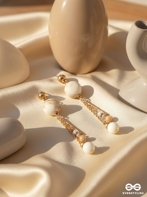 The Stellar Dawn- Golden Embellished Earrings