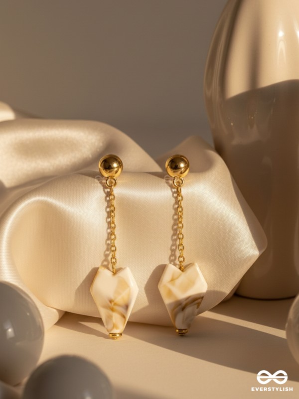 In a Nut'shell'- Golden Embellished Earrings