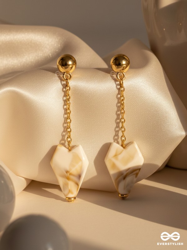 In a Nut'shell'- Golden Embellished Earrings