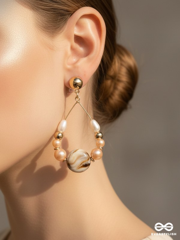 The 'Sea'nic Beauty - Golden Embellished Earrings