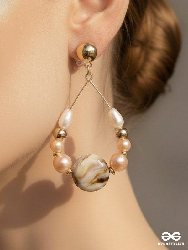 The 'Sea'nic Beauty - Golden Embellished Earrings