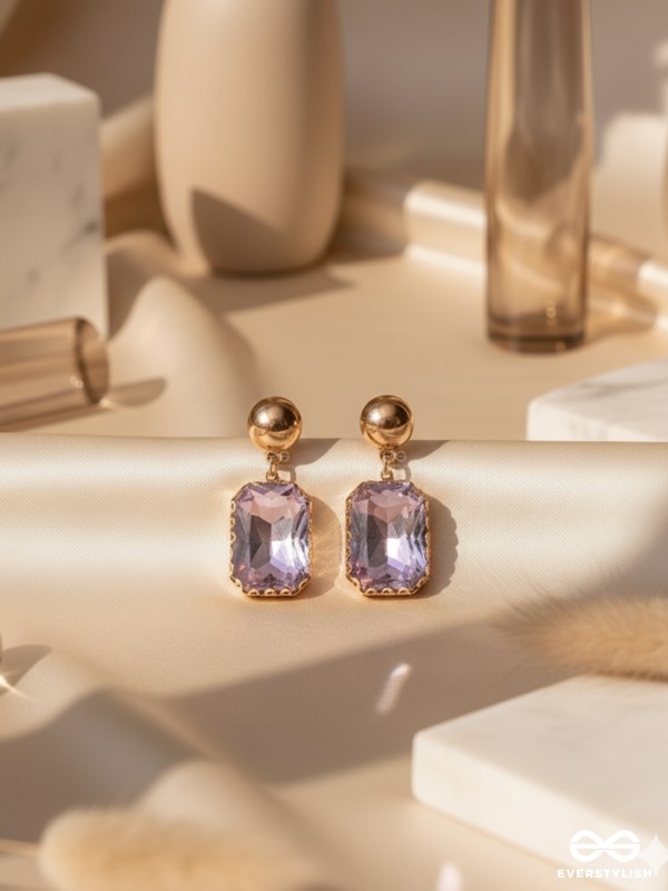 The Purple Haze- Golden Embellished Earrings