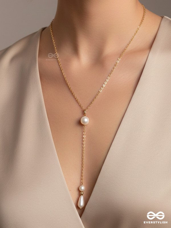 The Pearl Shower- Golden Embellished Necklace With Anti-Tarnish Coating 