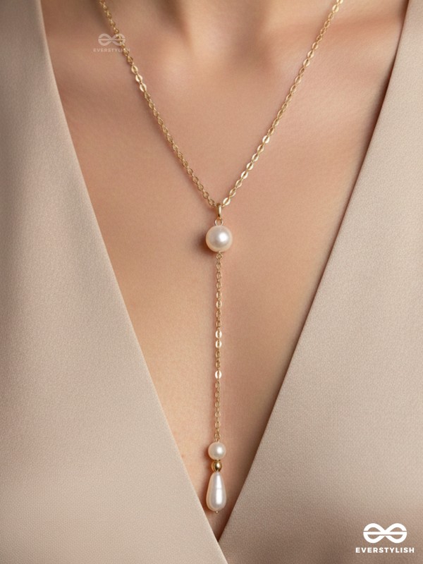 The Pearl Shower- Golden Embellished Necklace With Anti-Tarnish Coating 