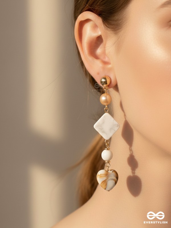 The Ocean Whisper- Golden Embellished Earrings