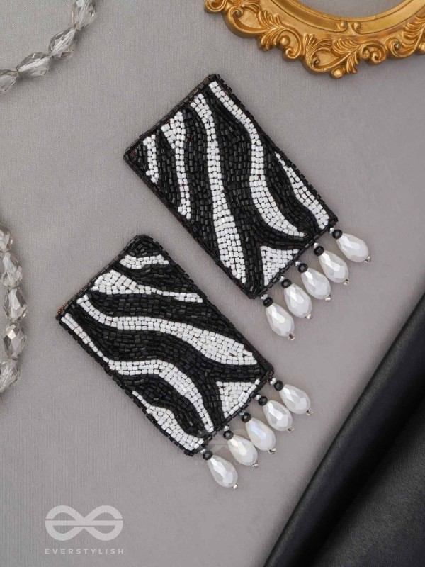 Adri - The Rainy Clouds - Cutdana And Glass Drops Hand Embroidered Earrings