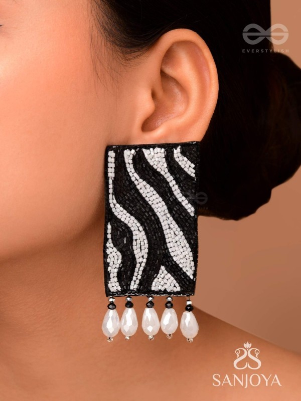 Adri - The Rainy Clouds - Cutdana And Glass Drops Hand Embroidered Earrings