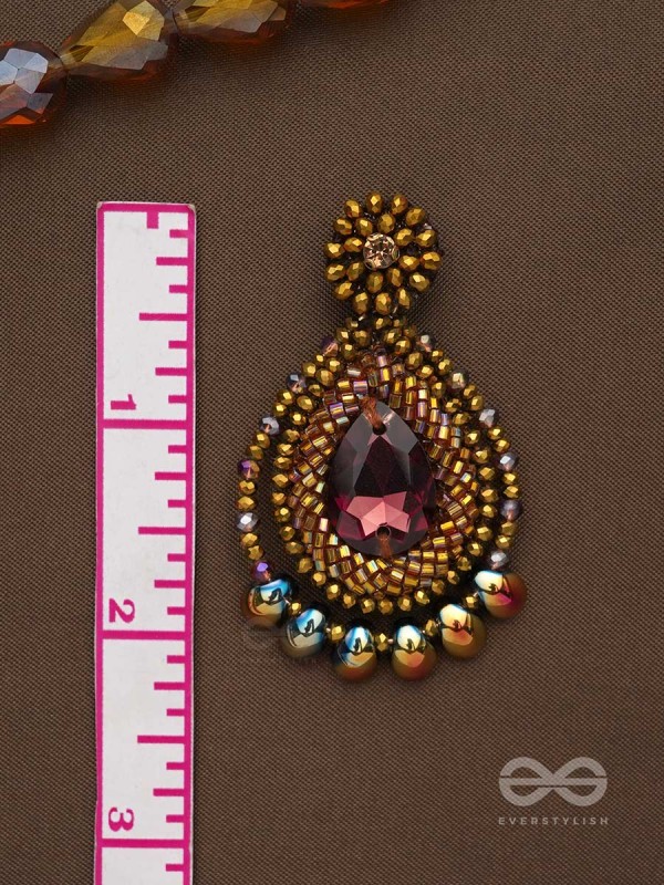 Kritaka- The Copper Charm- Stones and Glass Beads Embroidered Earrings