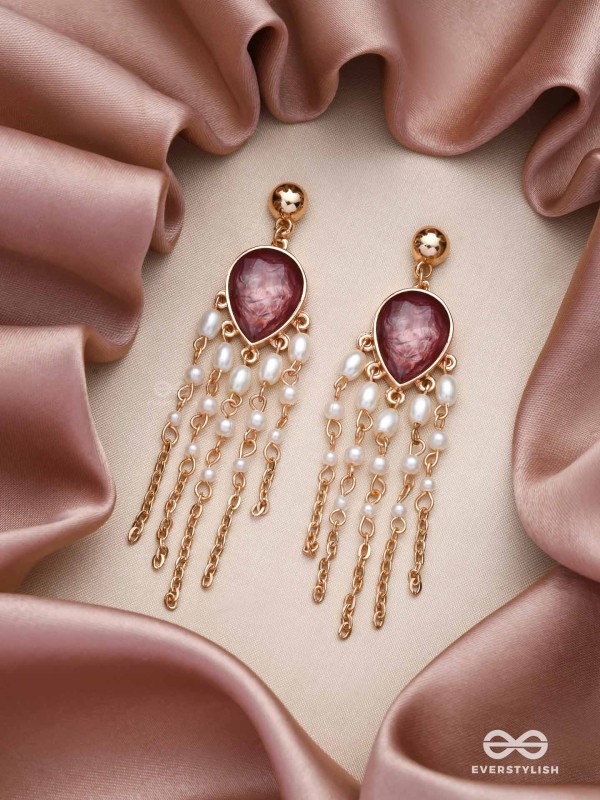 The Purple Rain- Golden Embellished Earrings