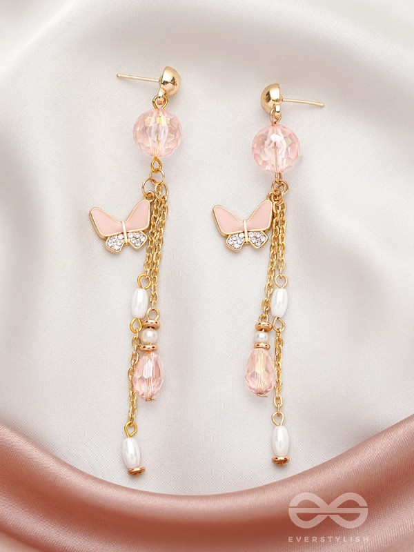 The Floating Butterfly- Golden Embellished Earrings