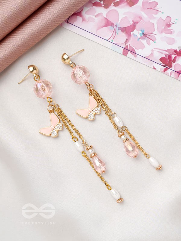 The Floating Butterfly- Golden Embellished Earrings