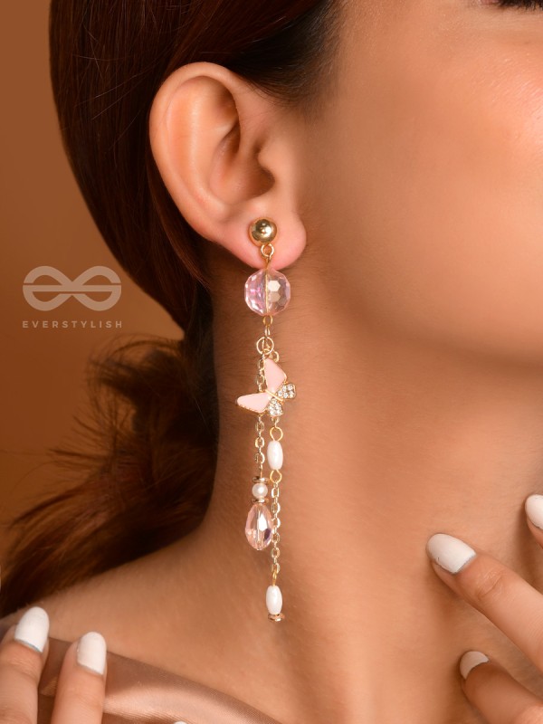 The Floating Butterfly- Golden Embellished Earrings
