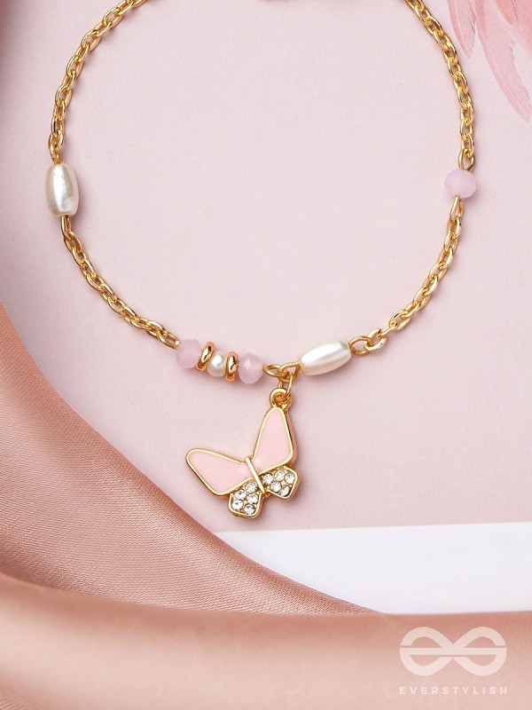 The Butterfly Flutter- Golden Pearl Bracelet