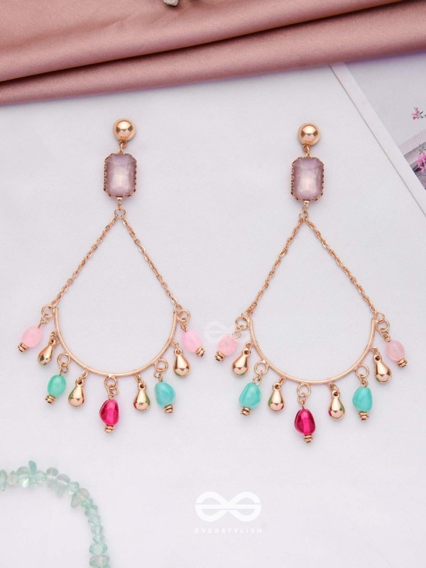 The Rainbow Sparkle- Golden Embellished Earrings