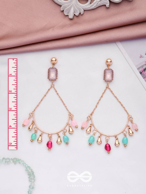 The Rainbow Sparkle- Golden Embellished Earrings