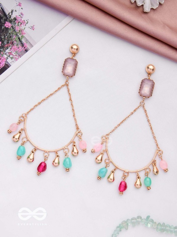 The Rainbow Sparkle- Golden Embellished Earrings