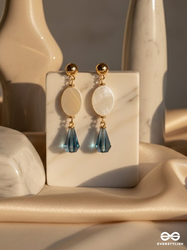 The Midnight Sea- Golden Shell & Beads Earrings