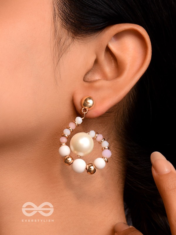 The Snow Flurry- Golden Pearl Earrings