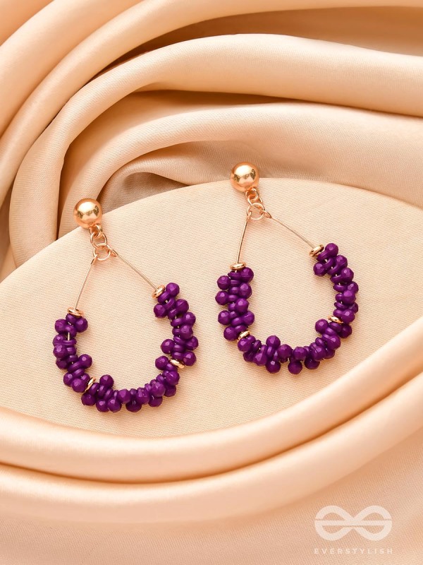 The Violet Vibes- Golden Beads Earrings