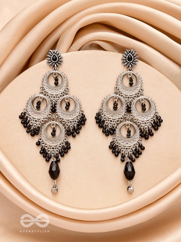 The Regal Chandelier- Oxidised Embellished Earrings