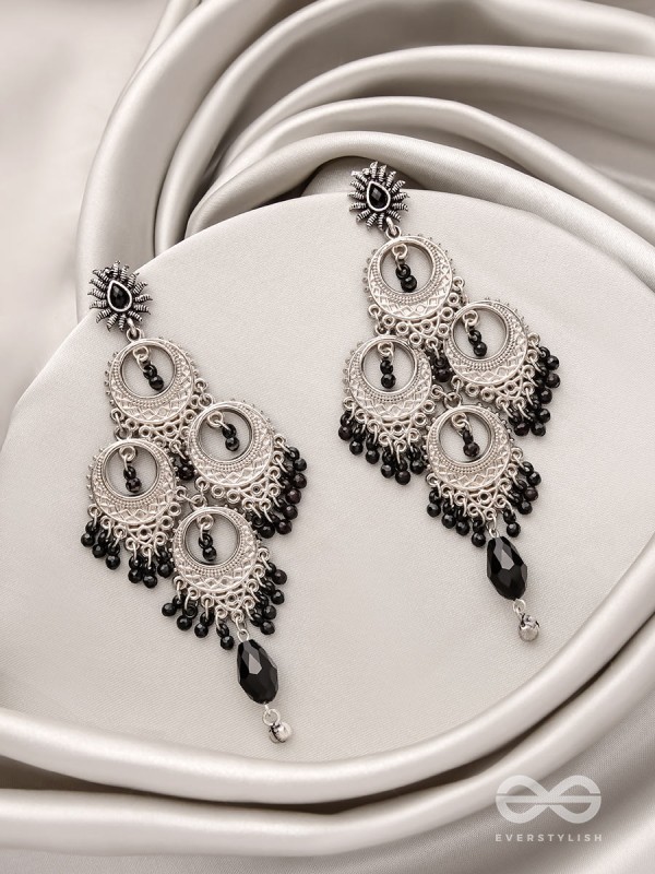 The Regal Chandelier- Oxidised Embellished Earrings