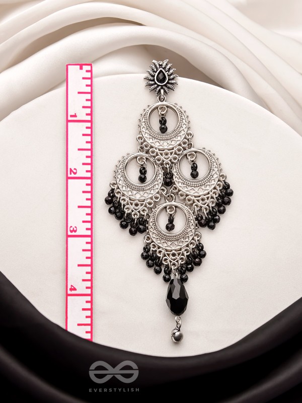The Regal Chandelier- Oxidised Embellished Earrings