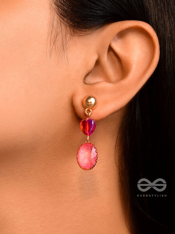 The Blushing Heart- Golden Embellished Earrings