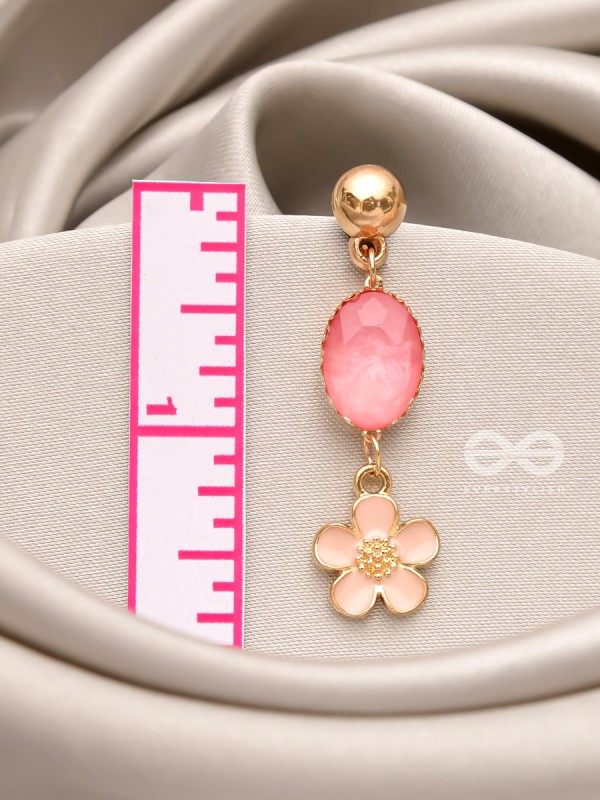 The Rosy Paradise- Golden Enamelled Earrings