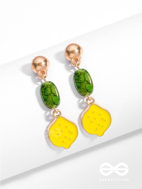 The Lemon Twist- Golden Enamelled Earrings